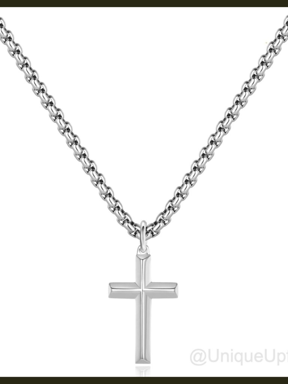 Boys Stainless Steel Cross Necklace 16" Rolo Cable Chain Christian Jewelry
